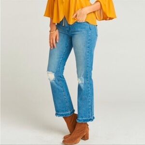 Show Me Your Mumu Mumu Blue Jaclyn Mid Rise Tidal Wave Wash Cropped Jeans Sz 26